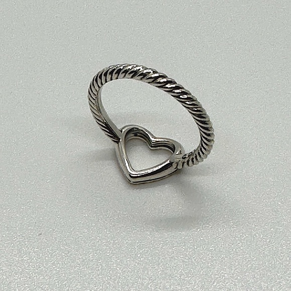 DAVID YURMAN Sterling Silver 925 Classic Cable Heart Ring Size 8 - Picture 9 of 10